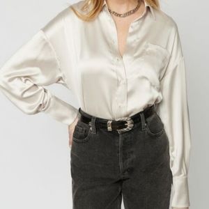 Dynamite Frida Satin Cream Blouse XL